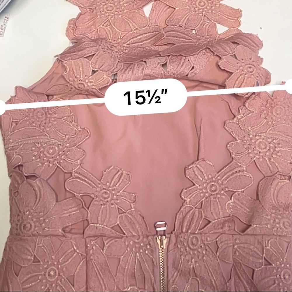 Saylor X Free People Jessa Lace Mini Shift Dress in Blush Mauve Pink S - Picture 12 of 14
